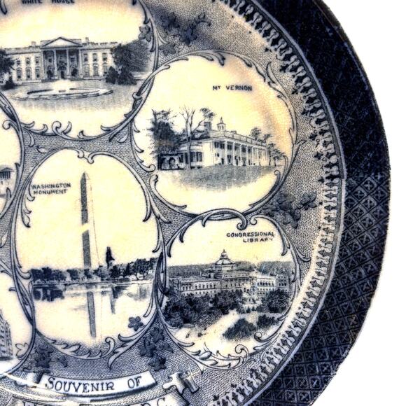 Travel Tourist Souvenir plate Washington DC Landmarks blue white vintage ceramic - Picture 6 of 8